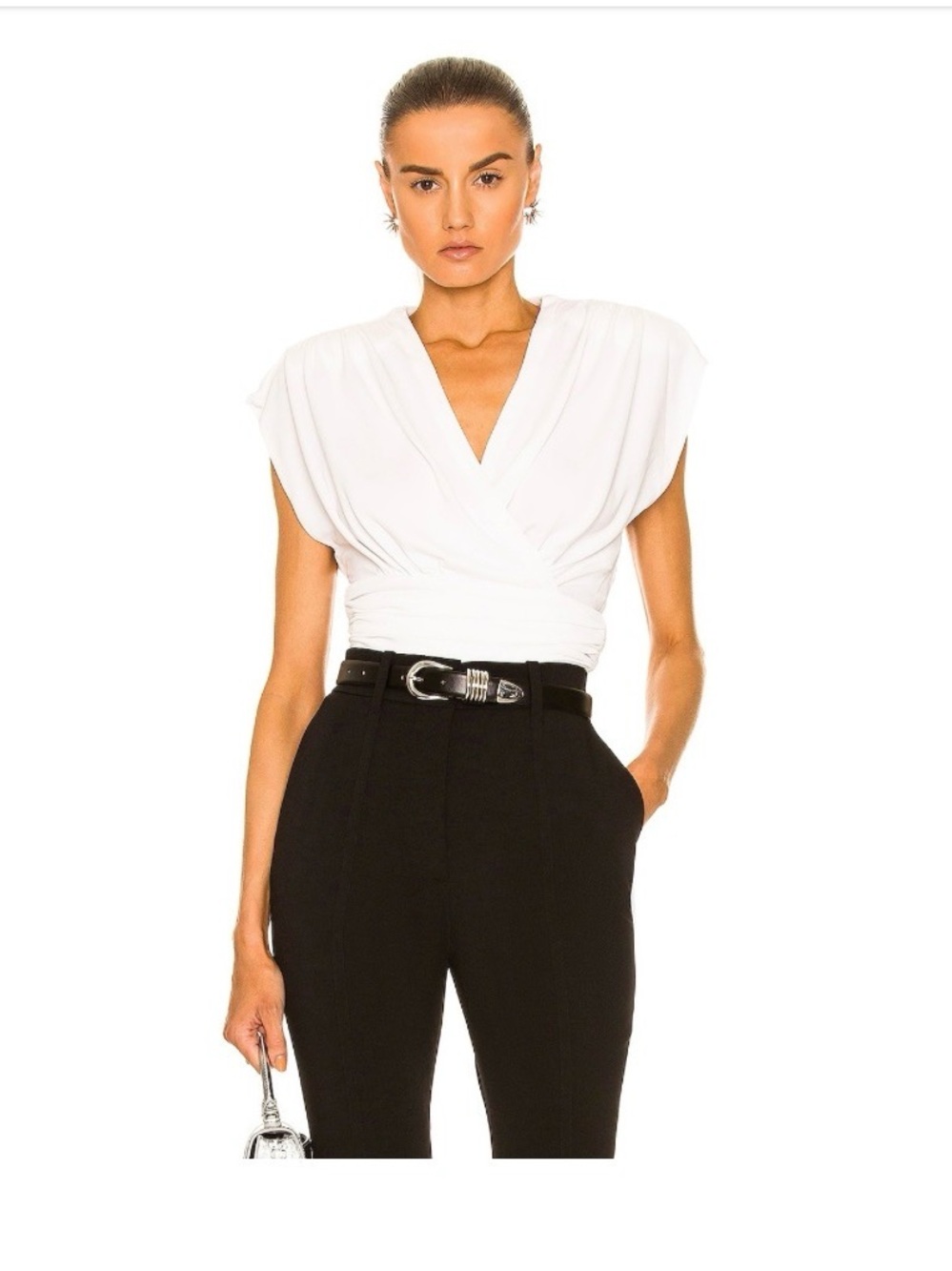 IRO White Draped Surplice Wrap Camisole